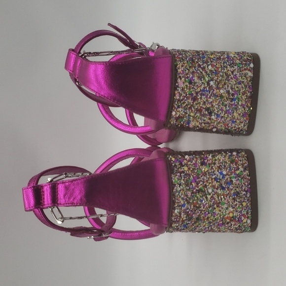 1198- Free People Parker Chain Heel Magenta Metallic Size 7.5 NWT - Picture 5 of 12